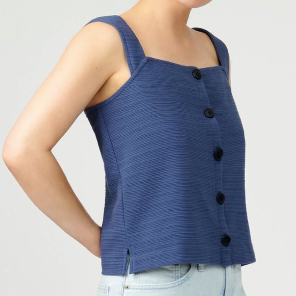 🔴SOLD🔴NWT!! J Crew Boxy 90s Textured Button Tank - Brilliant Sunset Red - Picture 5 of 8